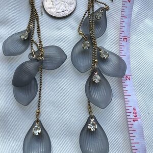 Elegant Gray Leaf Drop Earrings